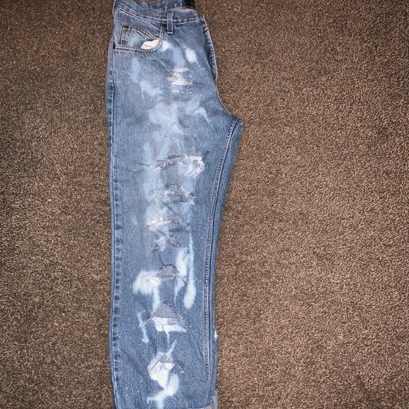 Handmade Distressed Acid Wash Jeans - Picture 4 of 4